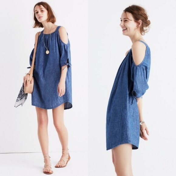 Madewell Dresses & Skirts - Madewell Chambray Cold Shoulder Dress size small